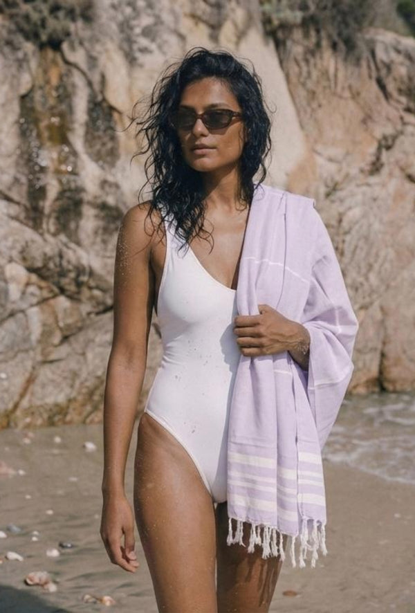 Personalized Thin bamboo bath towel- Light Lavender 160*75cm