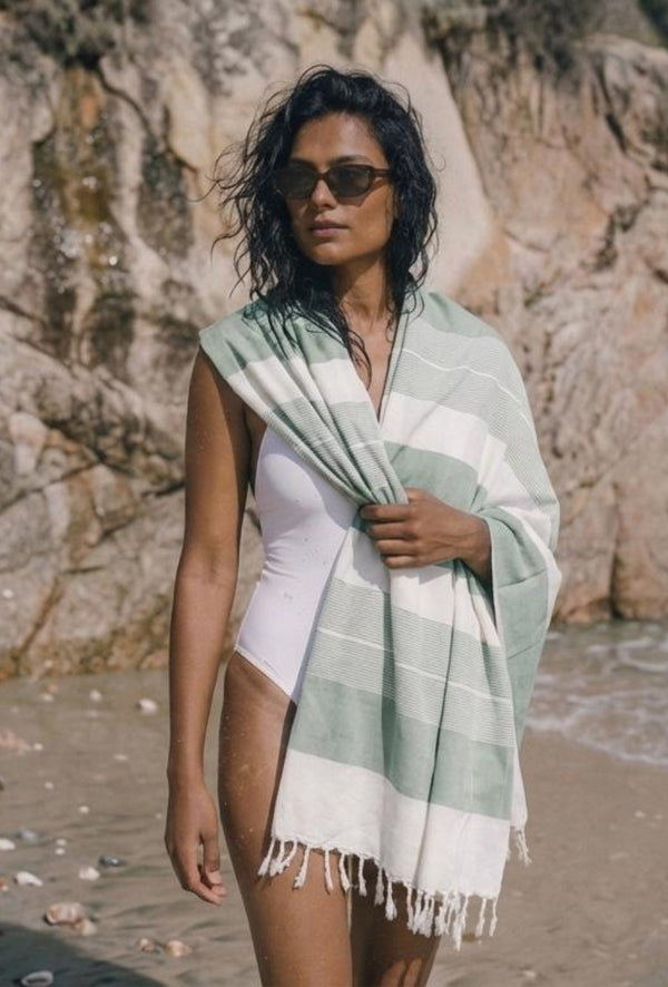 Personalized Thin bamboo bath towel- Malabar Green 160*90cm