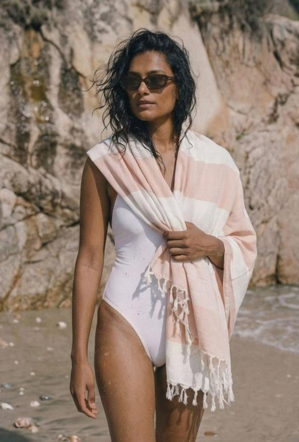 Personalized Thin bamboo bath towel- Peach Melba 160*75cm