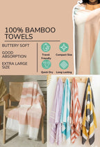 Personalized Thin bamboo bath towel- Peach Melba 160*75cm