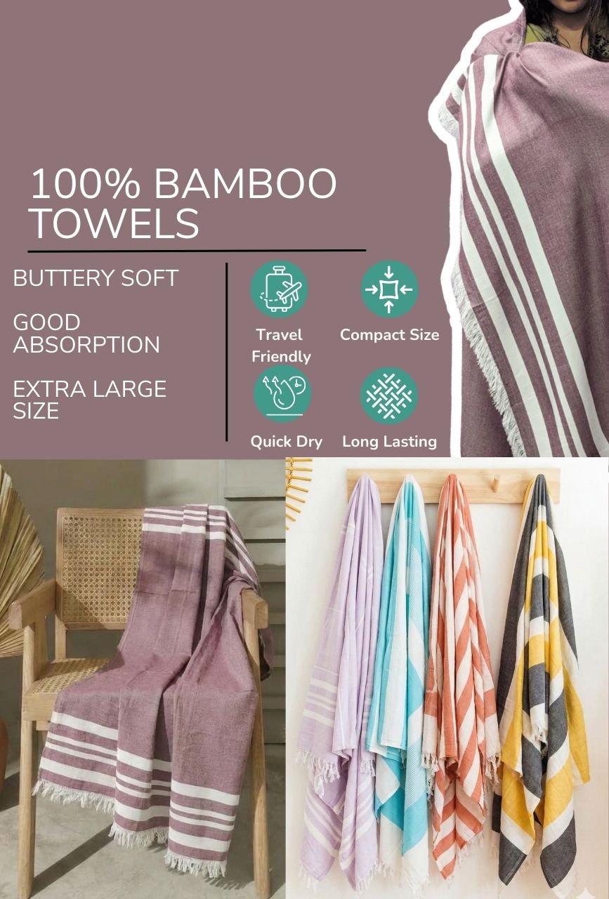 Personalized Thin bamboo bath towel- Red Wood 160*75cm