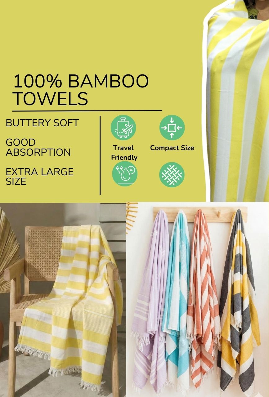 Personalized Thin bamboo bath towel- Sunshine Yellow  160*75cm