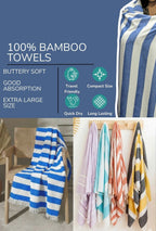 Personalized Thin bamboo bath towel- Vacation Blue 160*75cm