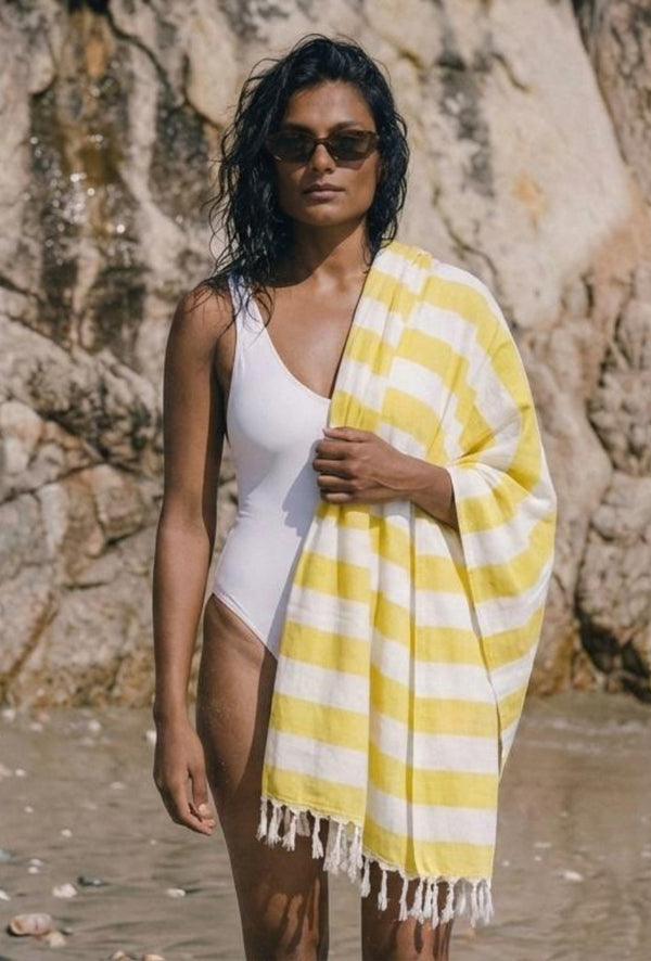 Personalized Thin bamboo bath towel- Sunshine Yellow  160*75cm