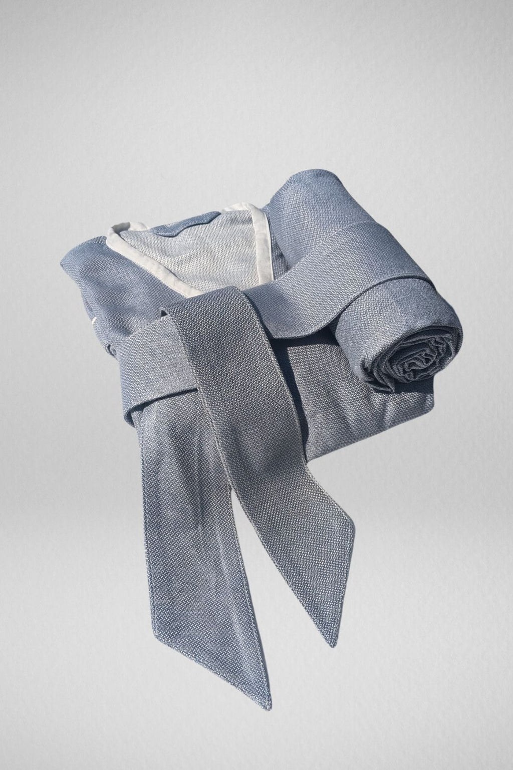 Kimono Style Bamboo Bathrobe, Winter Frost, Blue