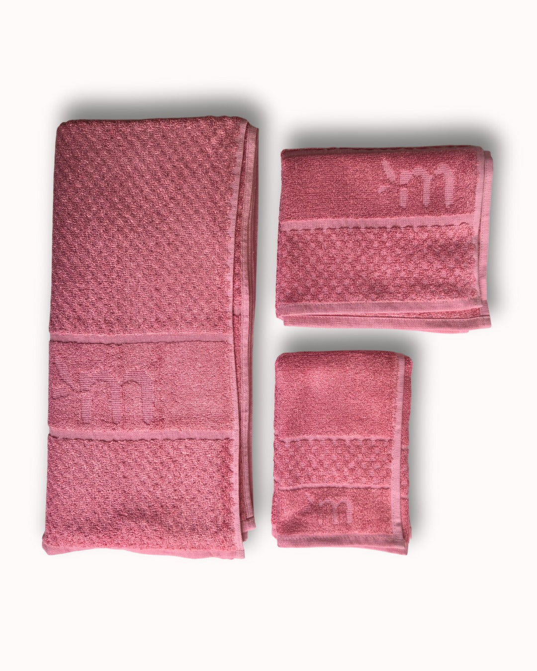 Bamboo Fluffy Bath set, 1 Bath 560 GSM , 1 Hand and 1 face towel Terry 480 GSM- Blush Pink