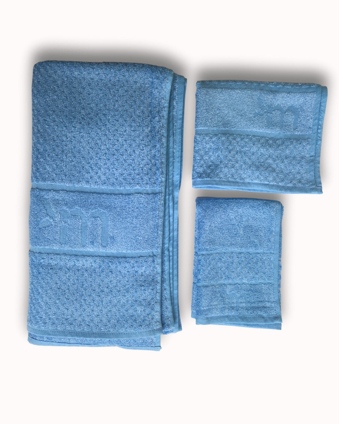 Bamboo Fluffy Bath set, 1 Bath 560 GSM , 1 Hand and 1 face towel Terry 480 GSM- Frosted Blue