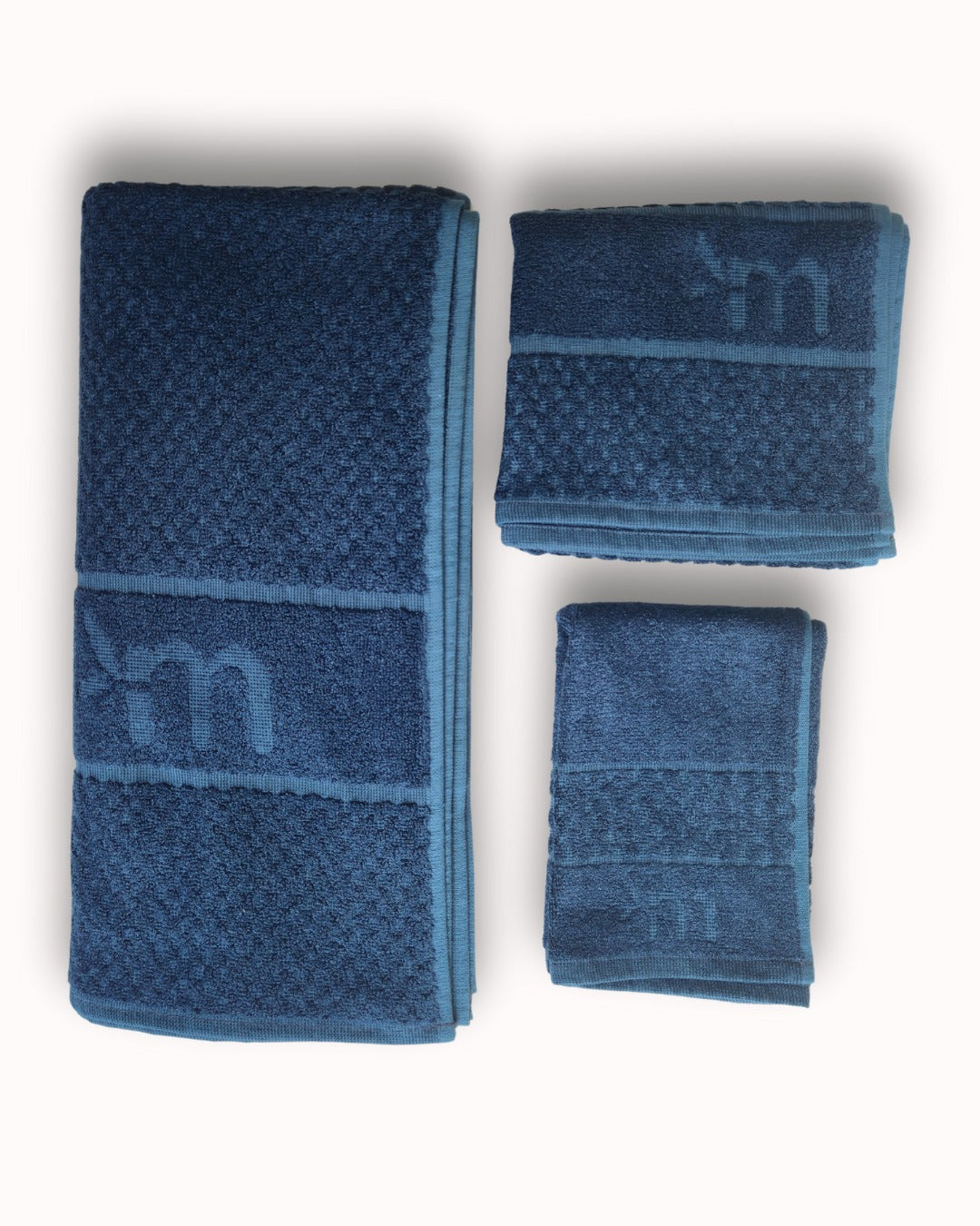 Bamboo Fluffy Bath set, 1 Bath 560 GSM , 1 Hand and 1 face towel Terry 480 GSM- Tru Blue