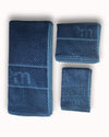 Bamboo Fluffy Bath set, 1 Bath 560 GSM , 1 Hand and 1 face towel Terry 480 GSM- Tru Blue