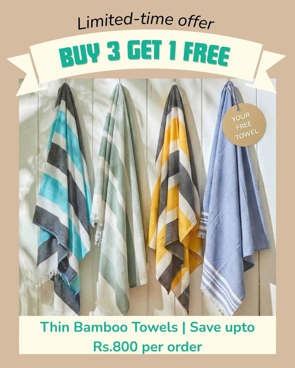 Personalized Thin Bamboo Bath Towel - Set of four