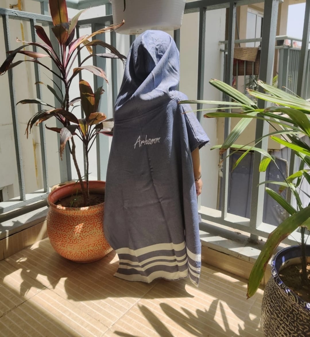 Personalized Thin Bamboo Baby Poncho- Powder Blue