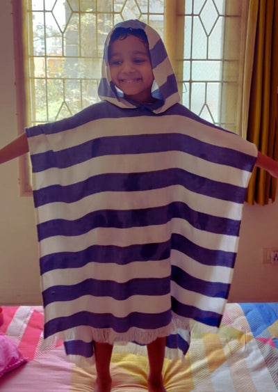 Personalized Thin Bamboo Baby Poncho- Vacation Blue