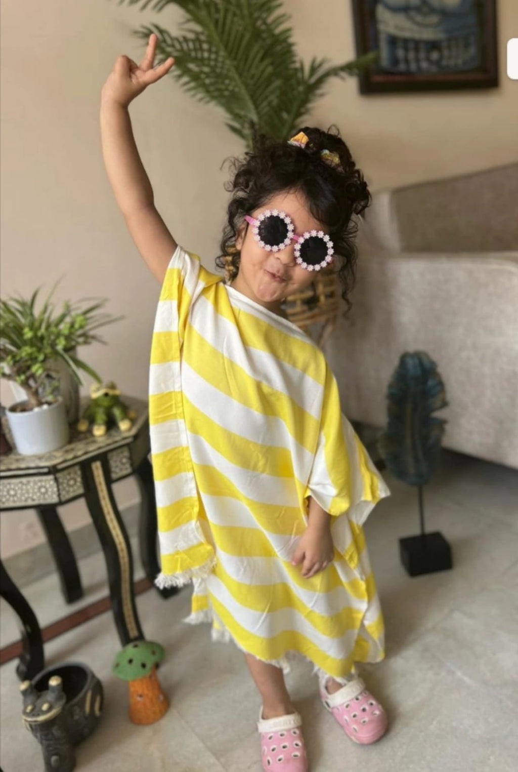 Personalized Thin Bamboo Baby Poncho- Sunshine Yellow