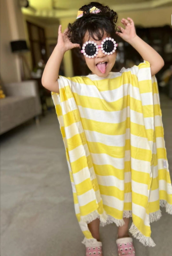 Thin Bamboo Baby Poncho- Yellow Sunshine